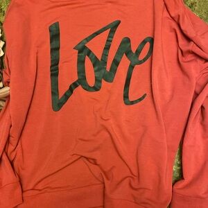 Red Sweatshirt with Black 'Love' Print